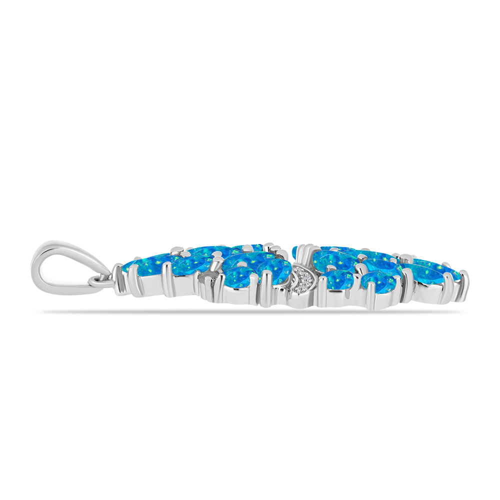 Silberanhänger mit äthiopischem Paraiba-Blauopal und weißem Topas