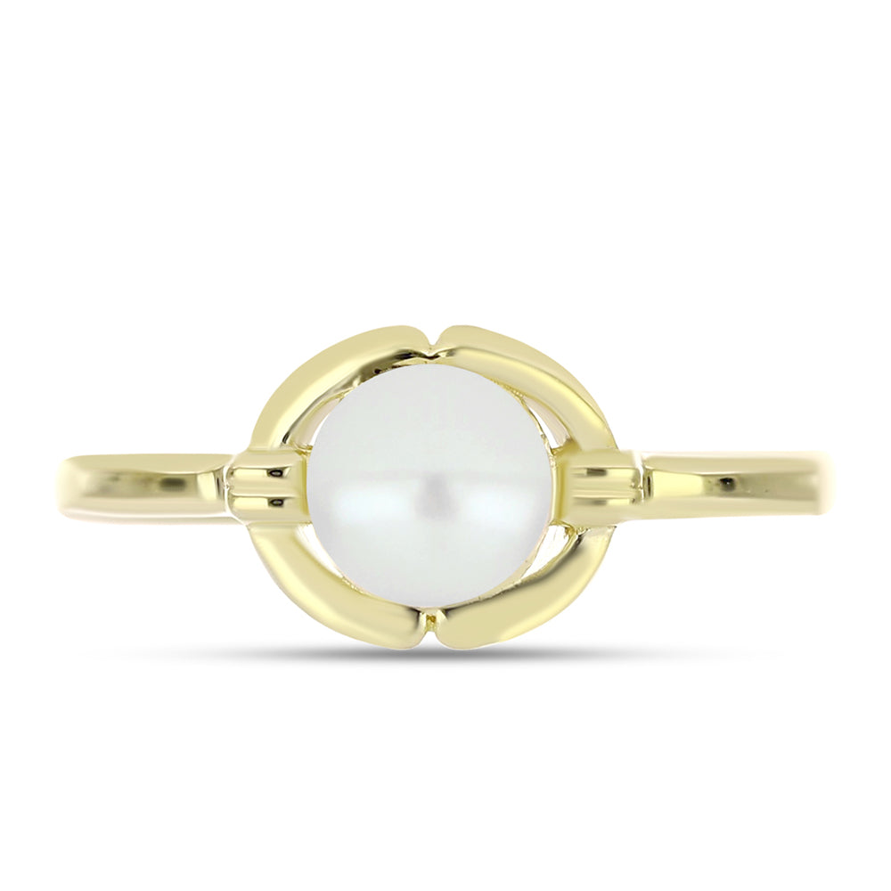Goldplattierter Silberring mit weißer Süßwasserperle
