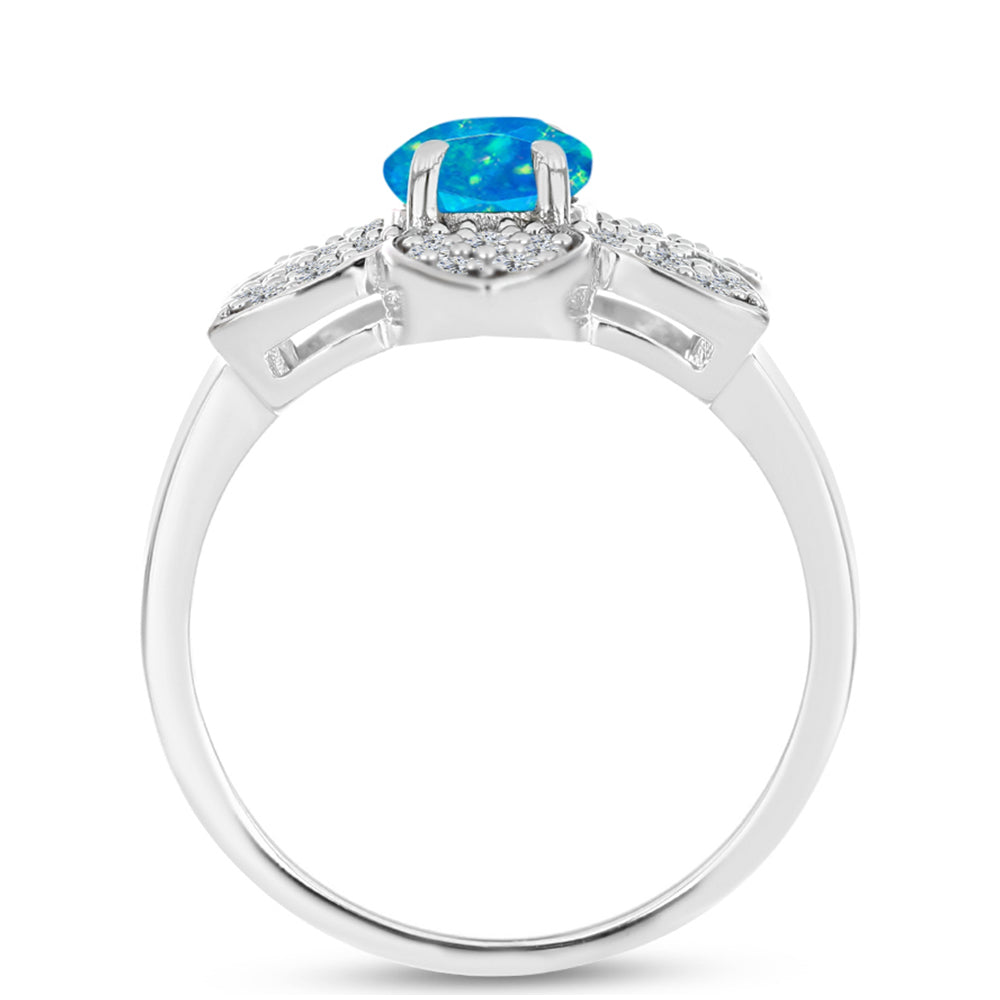 Silberring mit äthiopischem Paraiba-Blauopal und weißem Topas 2 
