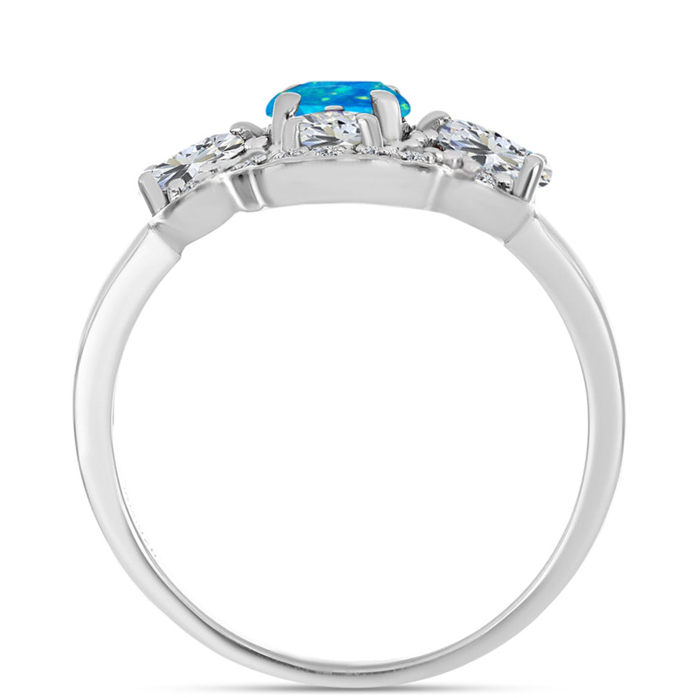 Silberring mit äthiopischem Paraiba-Blauopal und weißem Topas 2 