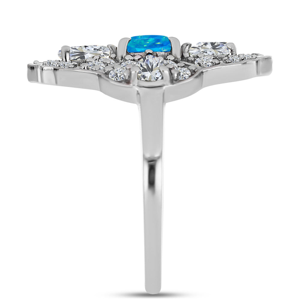 Silberring mit äthiopischem Paraiba-Blauopal und weißem Topas 4 