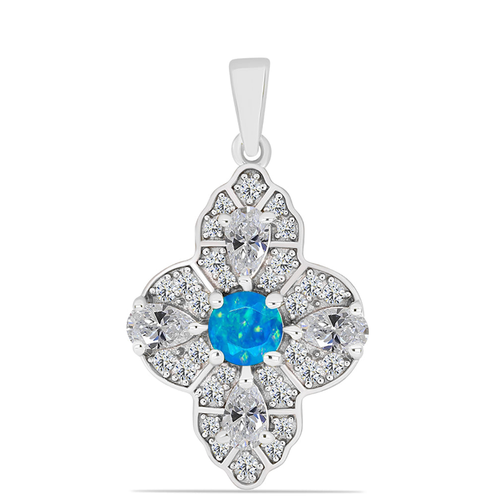 Silberanhänger mit äthiopischem Paraiba-Blauopal und weißem Topas