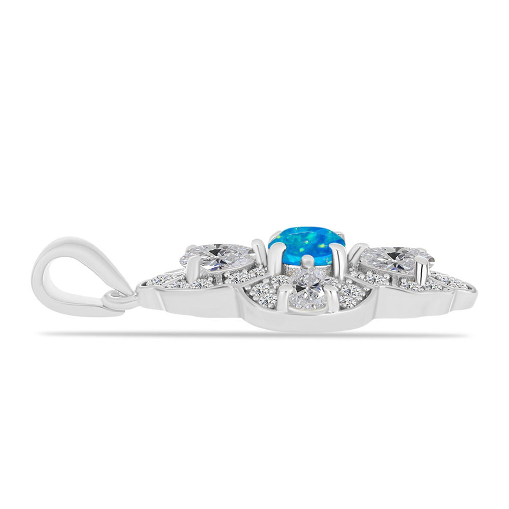 Silberanhänger mit äthiopischem Paraiba-Blauopal und weißem Topas 2 