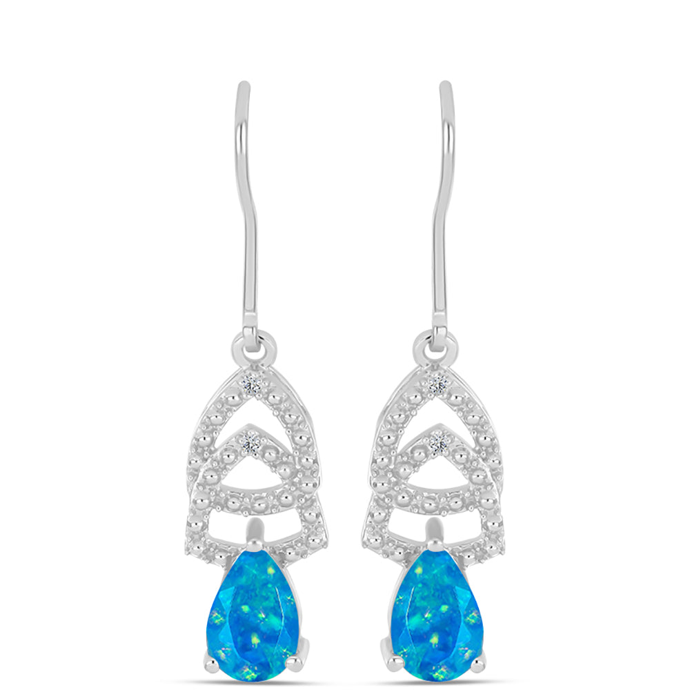 Silberohrringe mit äthiopischem Paraiba-Blauopal und weißem Topas