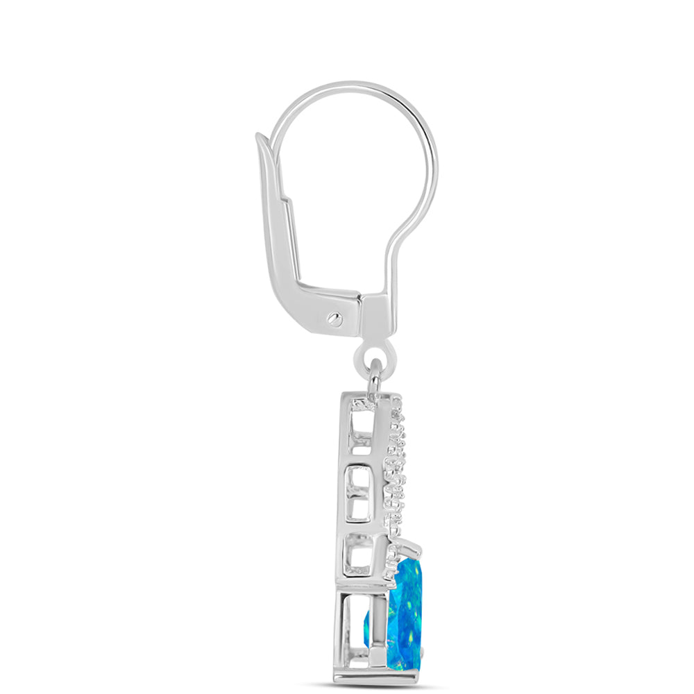 Silberohrringe mit äthiopischem Paraiba-Blauopal und weißem Topas 2 