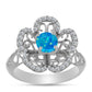 Silberring mit äthiopischem Paraiba-Blauopal und weißem Topas