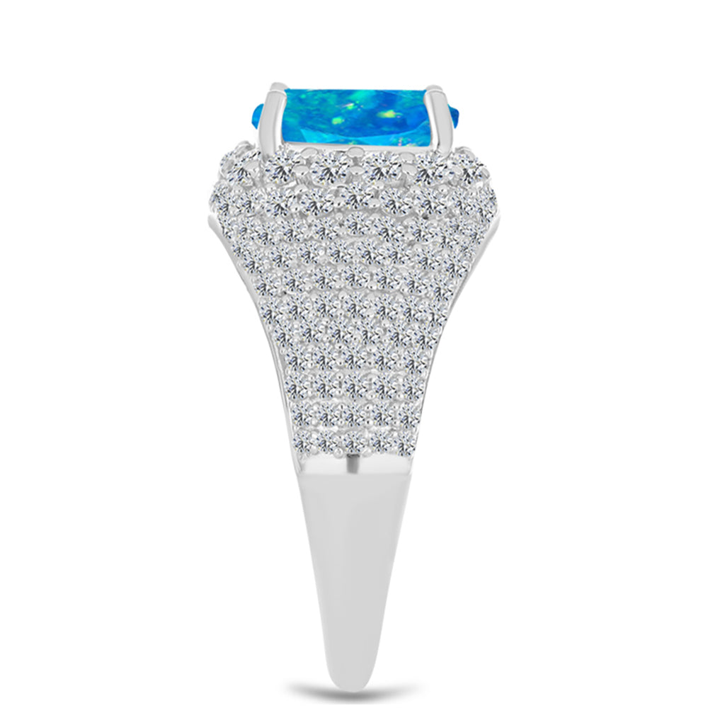 Silberring mit äthiopischem Paraiba-Blauopal und weißem Topas 4 