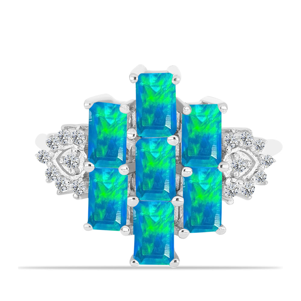 Silberring mit äthiopischem Paraiba-Blauopal und weißem Topas 1 