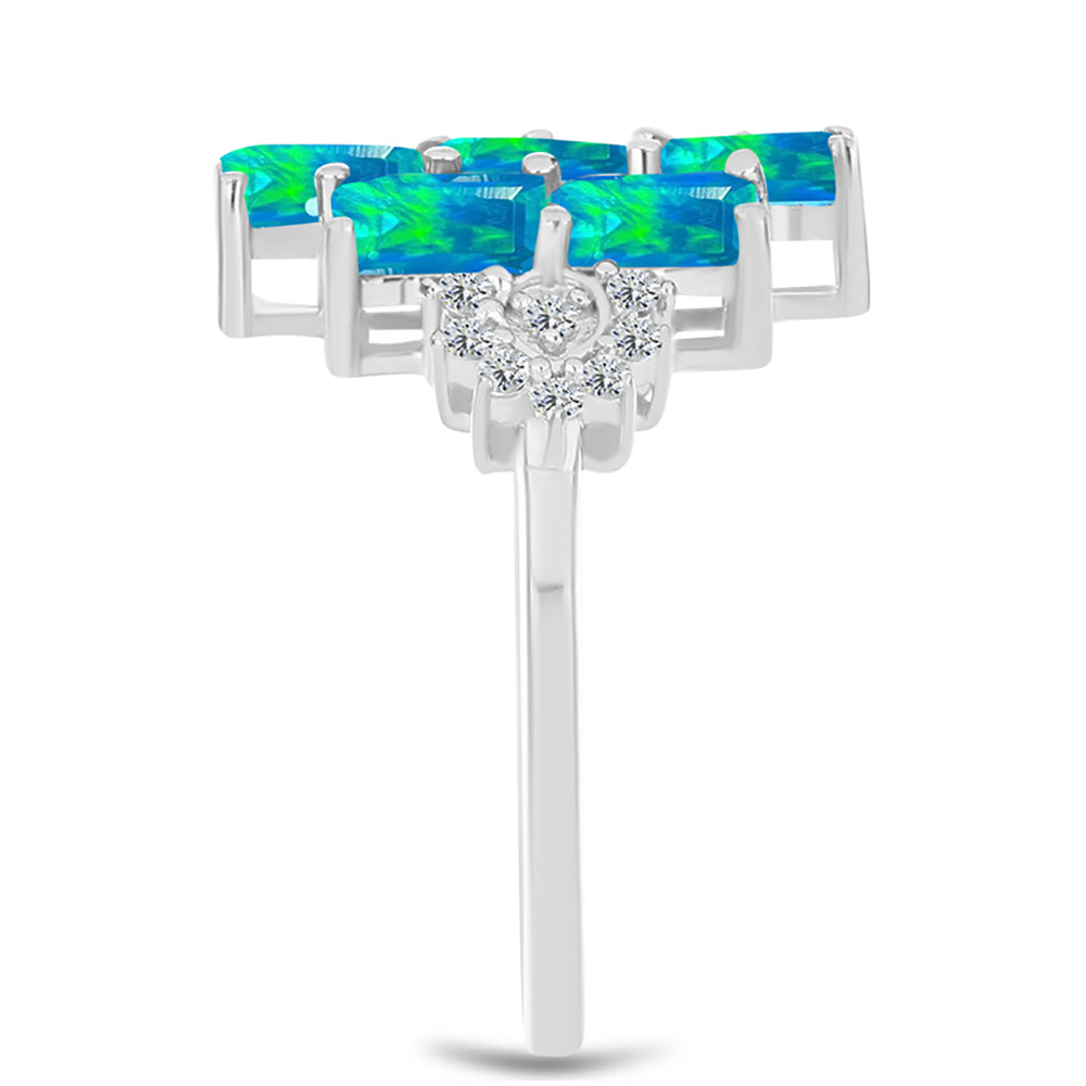 Silberring mit äthiopischem Paraiba-Blauopal und weißem Topas 4 