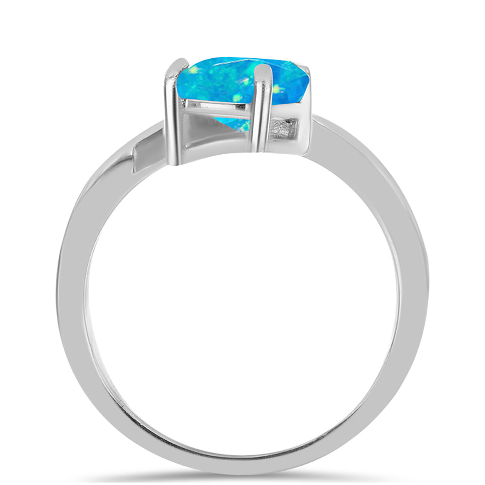 Silberring mit äthiopischem Paraiba-Blauopal und weißem Topas 2 