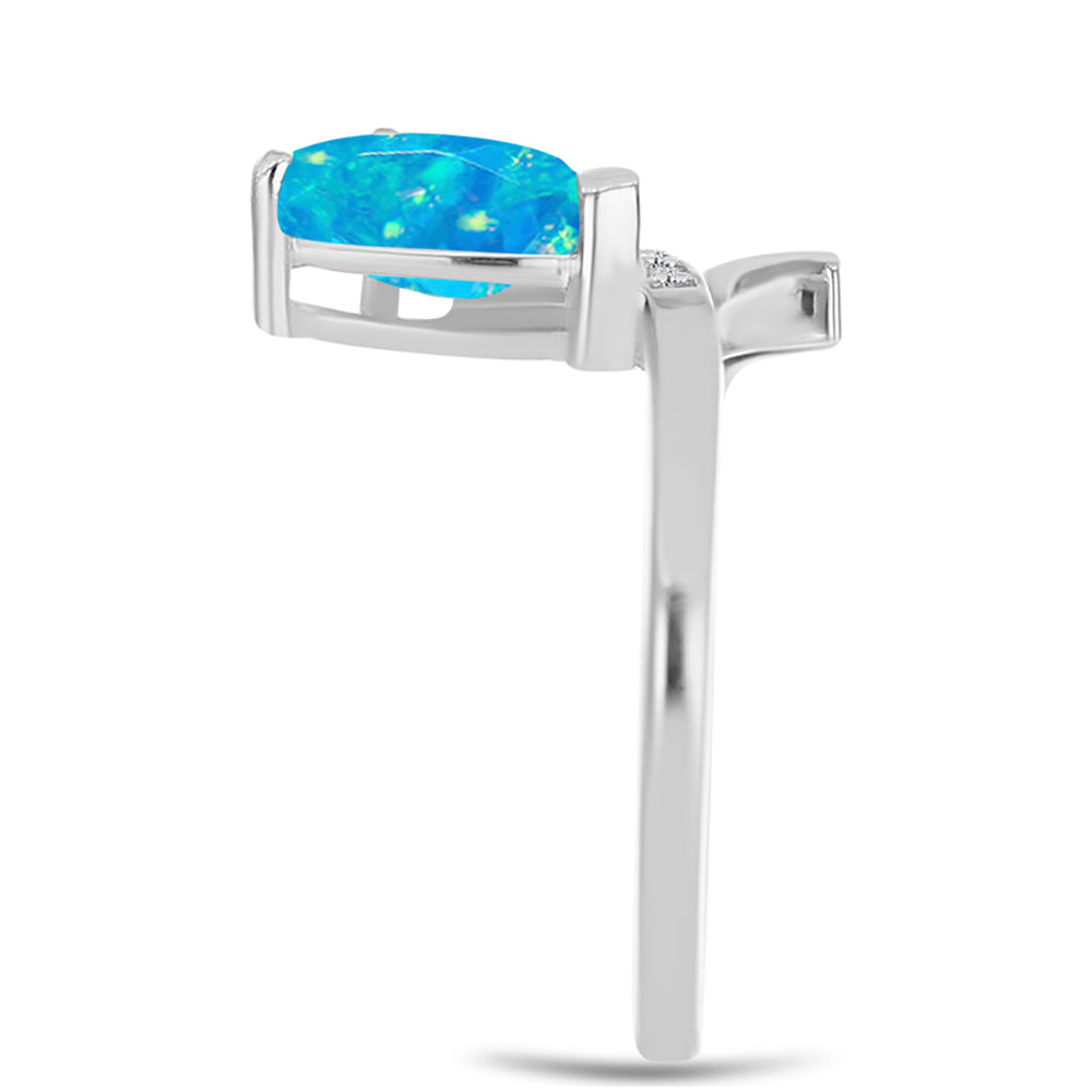 Silberring mit äthiopischem Paraiba-Blauopal und weißem Topas 4 