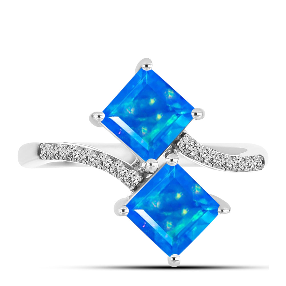 Silberring mit äthiopischem Paraiba-Blauopal und weißem Topas