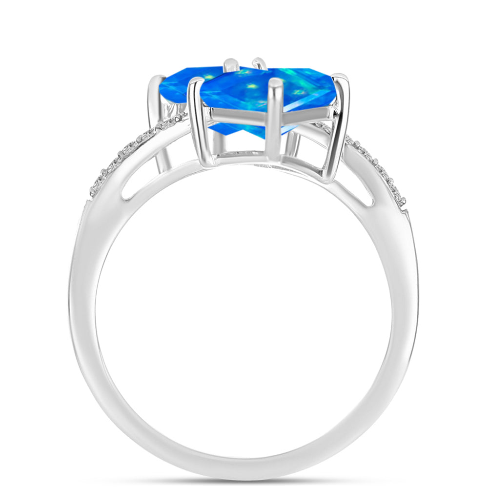Silberring mit äthiopischem Paraiba-Blauopal und weißem Topas 2 