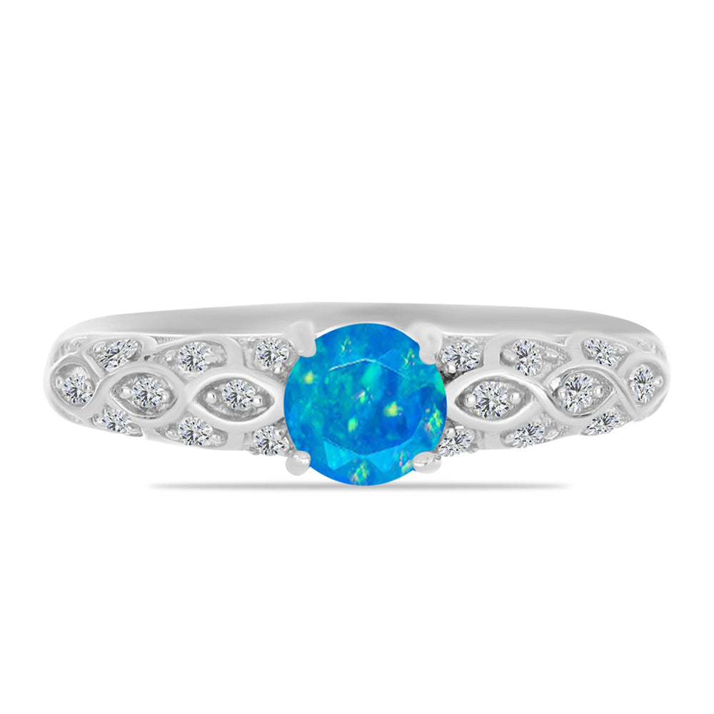 Silberring mit äthiopischem Paraiba-Blauopal und weißem Topas