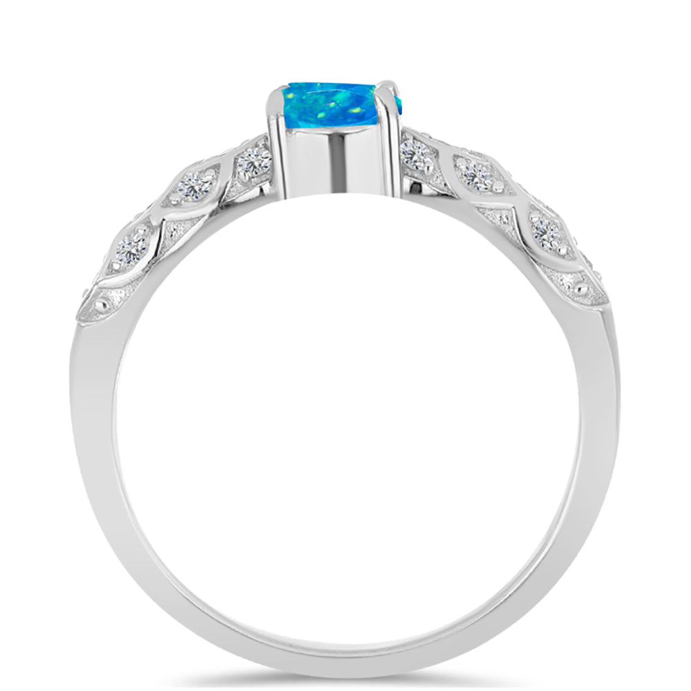 Silberring mit äthiopischem Paraiba-Blauopal und weißem Topas 2 