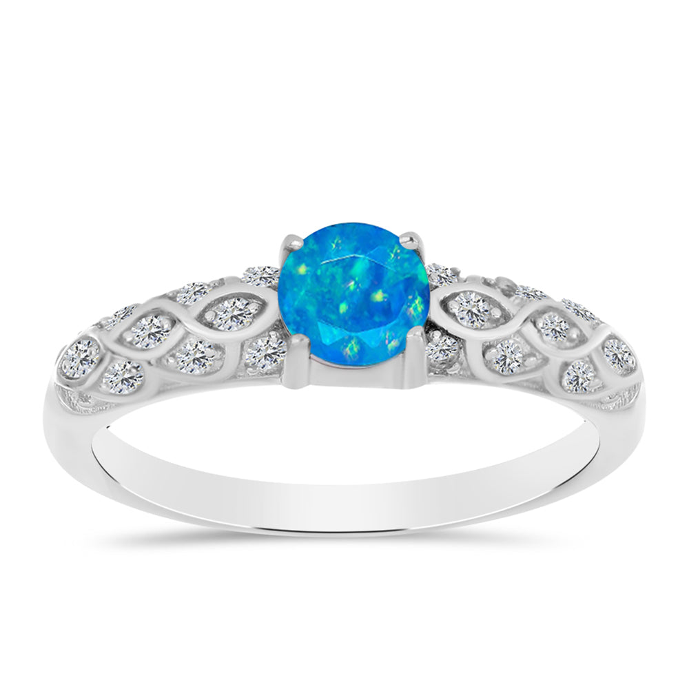 Silberring mit äthiopischem Paraiba-Blauopal und weißem Topas 3 