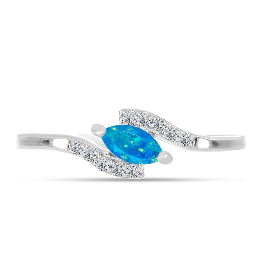 Silberring mit äthiopischem Paraiba-Blauopal und weißem Topas