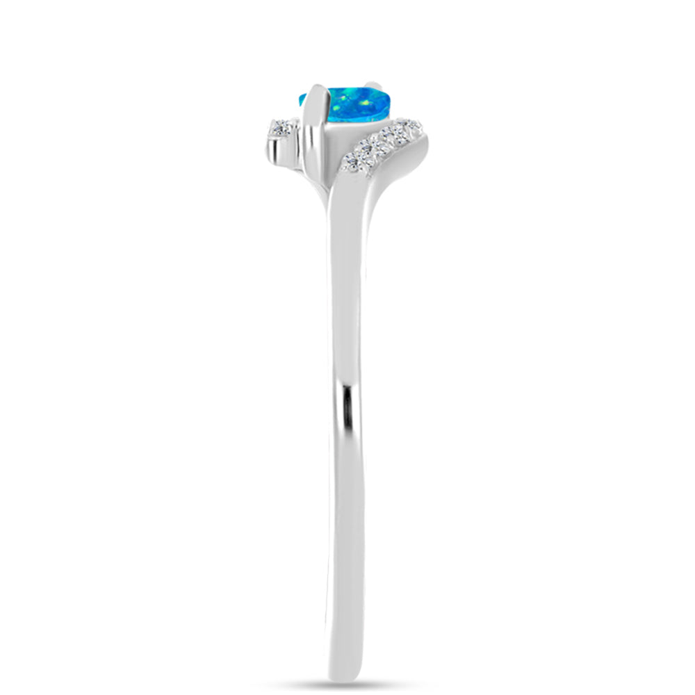 Silberring mit äthiopischem Paraiba-Blauopal und weißem Topas 4 