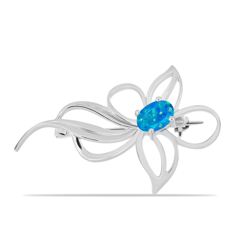 Silberbrosche mit äthiopischem Paraiba-Blauopal 1 
