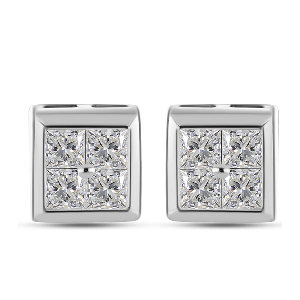 Silberohrringe mit weißem Diamant
