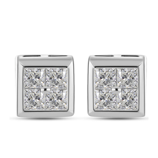Silberohrringe mit weißem Diamant