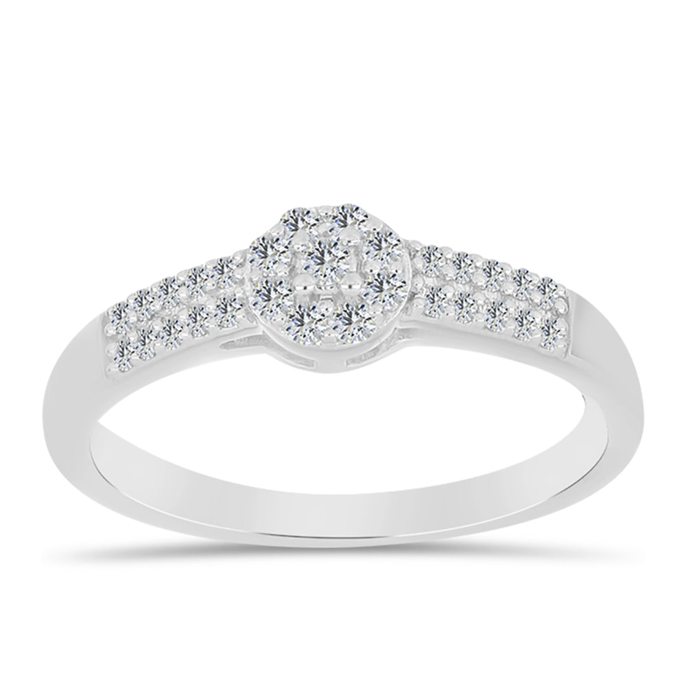 Silberring mit weißem Diamant 3 