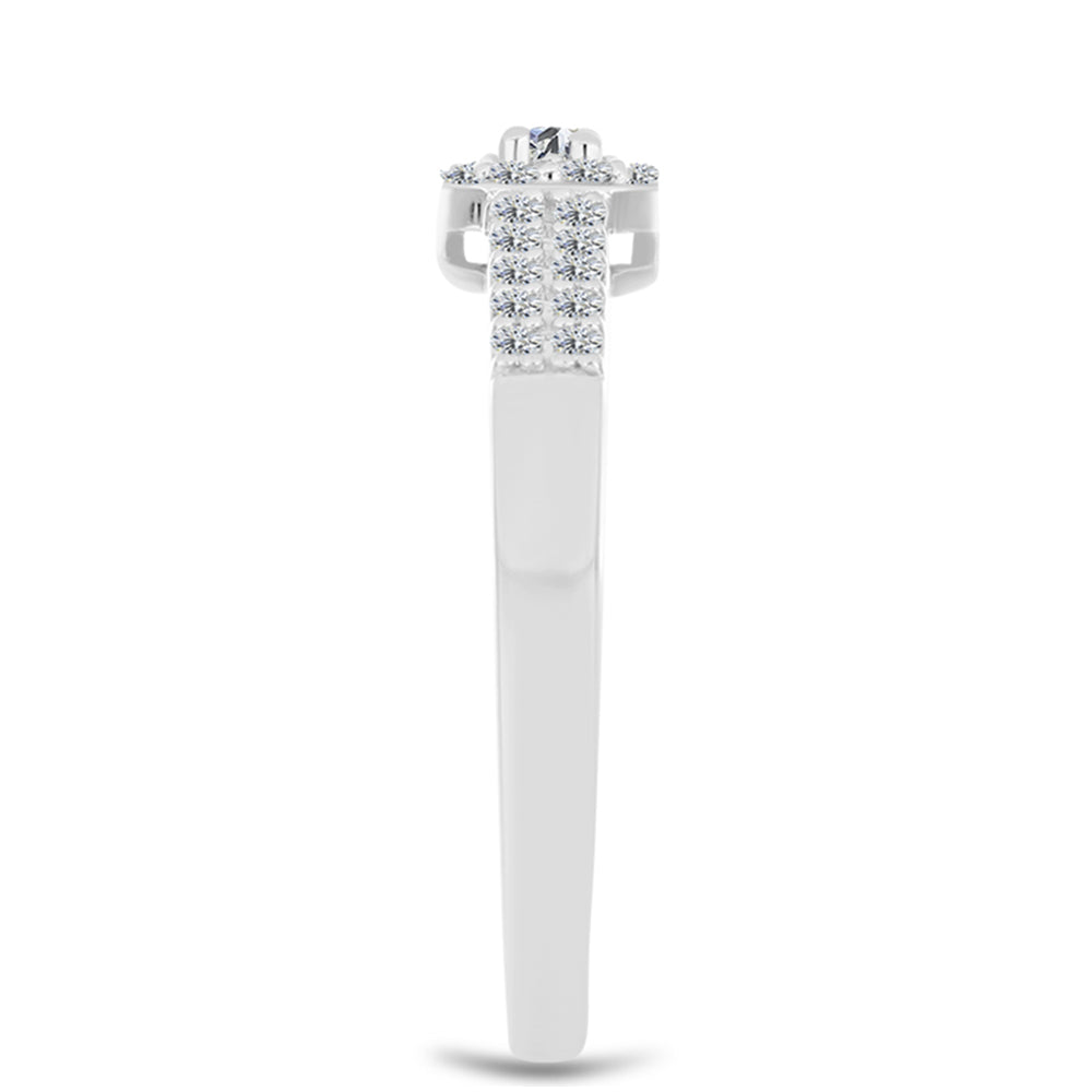 Silberring mit weißem Diamant 4 