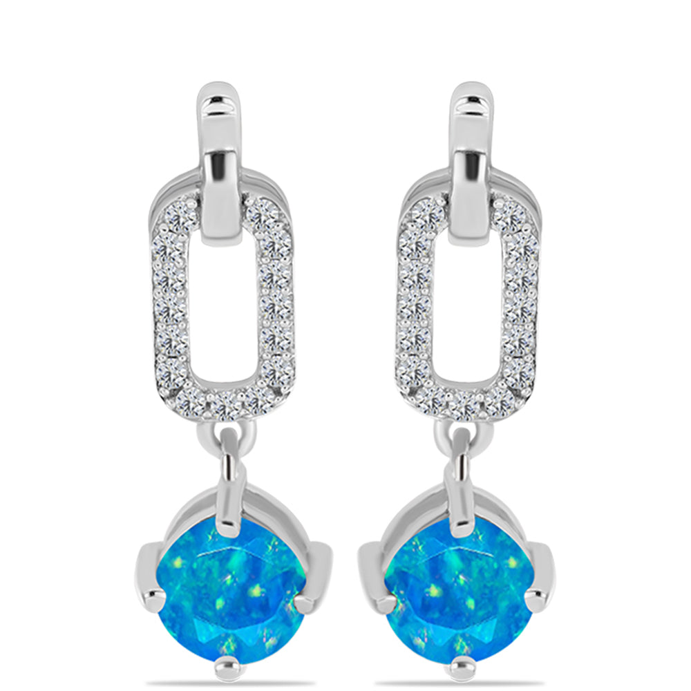 Silberohrringe mit äthiopischem Paraiba-Blauopal und weißem Topas 1 