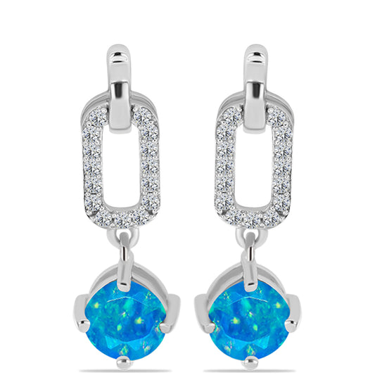 Silberohrringe mit äthiopischem Paraiba-Blauopal und weißem Topas