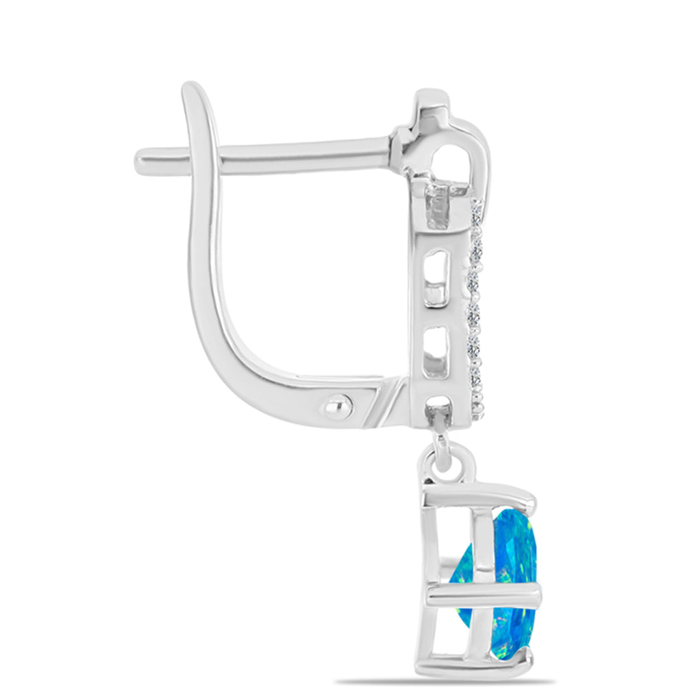 Silberohrringe mit äthiopischem Paraiba-Blauopal und weißem Topas 2 
