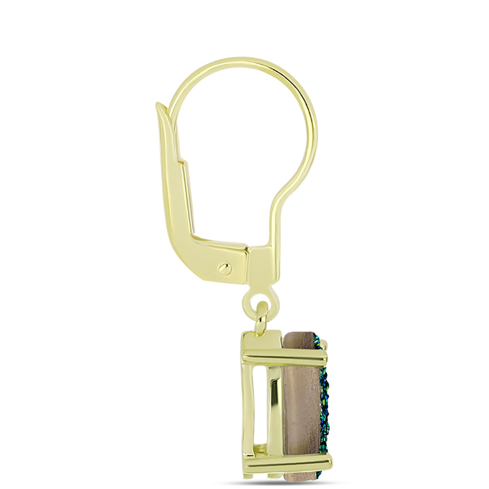Goldplattierte Silberohrringe mit grüner Druse 2 