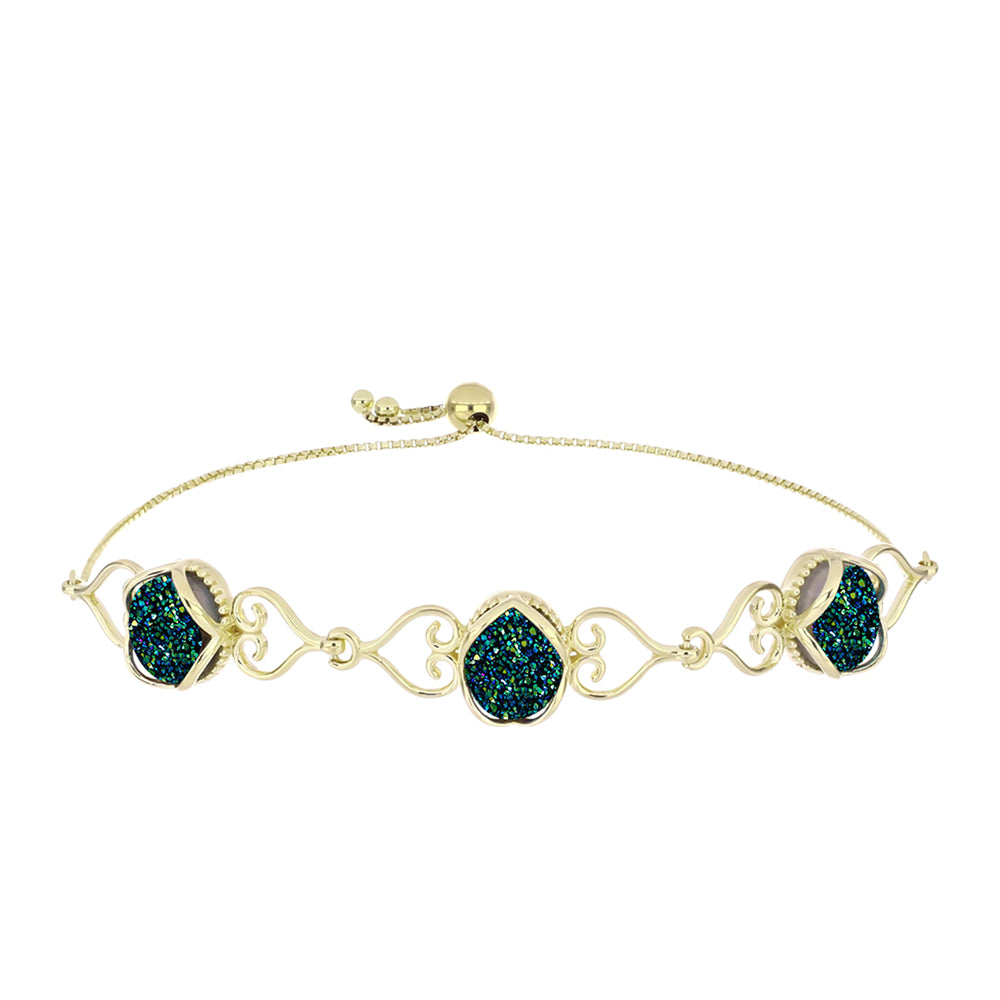 Goldplattiertes Silberarmband mit grüner Druse 1 