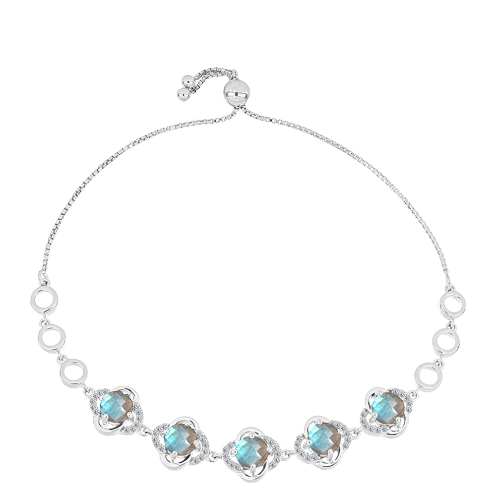 Silberarmband mit Labradorit aus Gullgruvene und weißem Topas