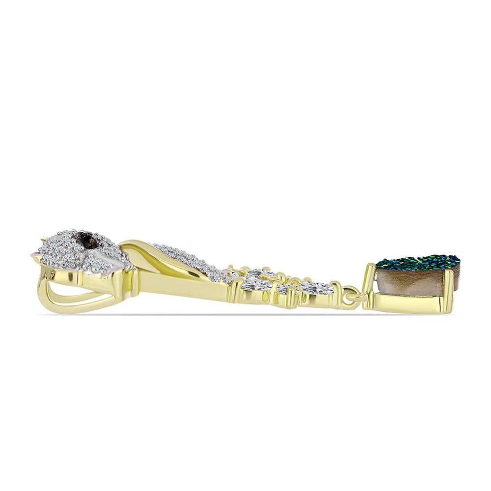 Goldplattierter Silberanhänger mit grüner Druse und schwarzem Spinell 2 