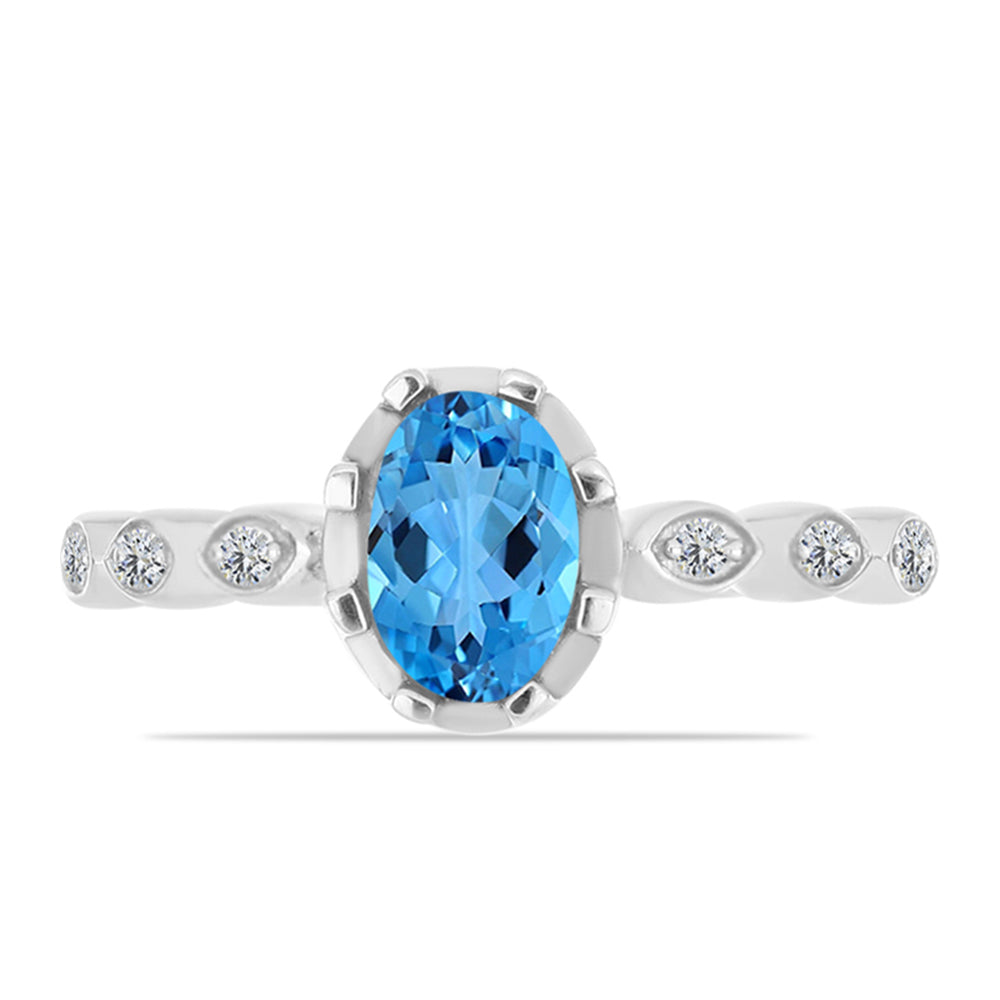 Silberring mit äthiopischem Paraiba-Blauopal und weißem Topas 1 