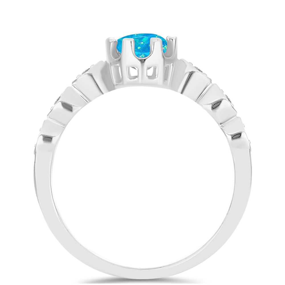 Silberring mit äthiopischem Paraiba-Blauopal und weißem Topas 2 