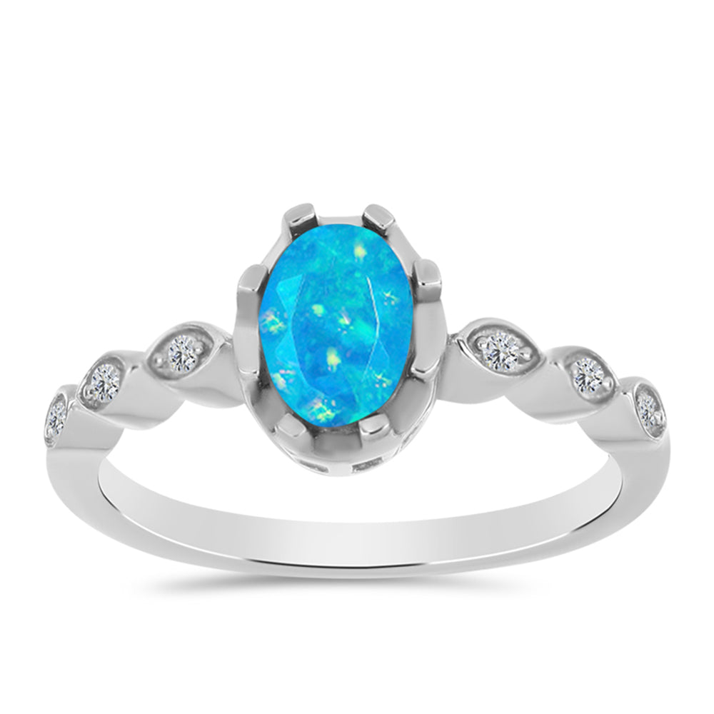 Silberring mit äthiopischem Paraiba-Blauopal und weißem Topas 3 