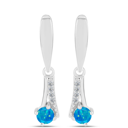 Silberohrringe mit äthiopischem Paraiba-Blauopal und weißem Topas