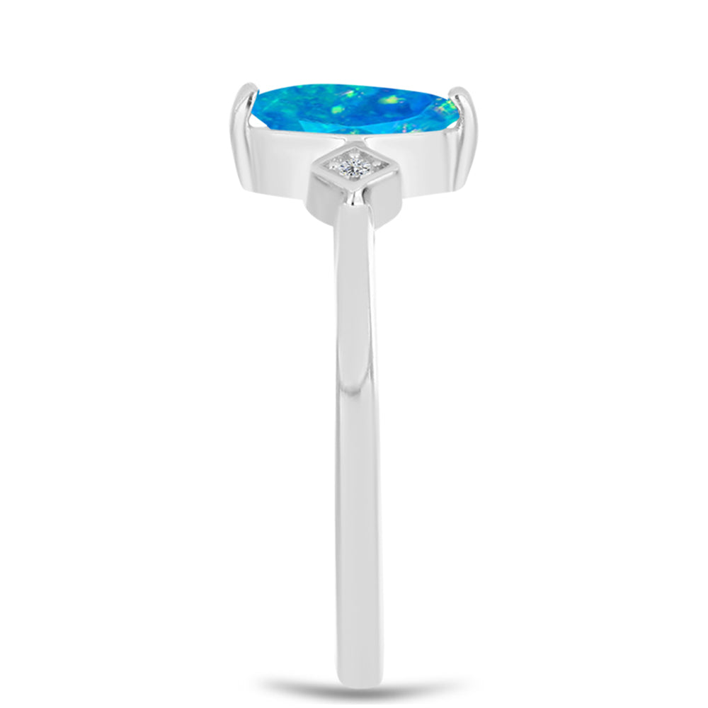 Silberring mit äthiopischem Paraiba-Blauopal und weißem Topas 4 