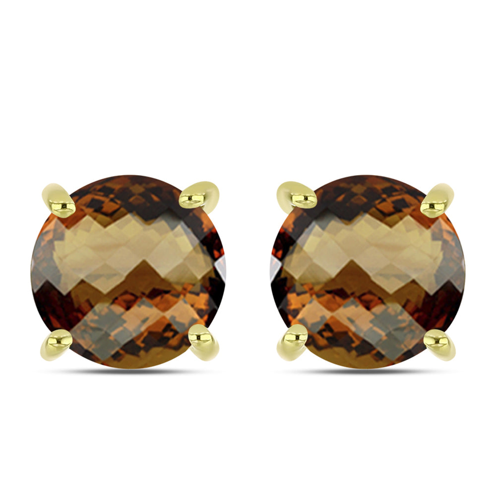 Goldplattierte Silberohrringe mit Cognac-Quarz