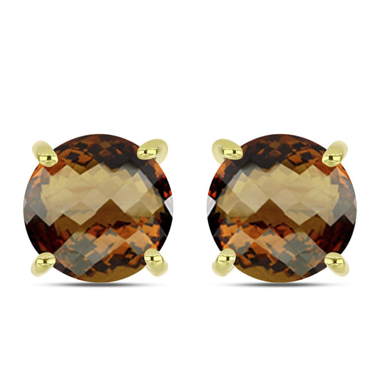 Goldplattierte Silberohrringe mit Cognac-Quarz