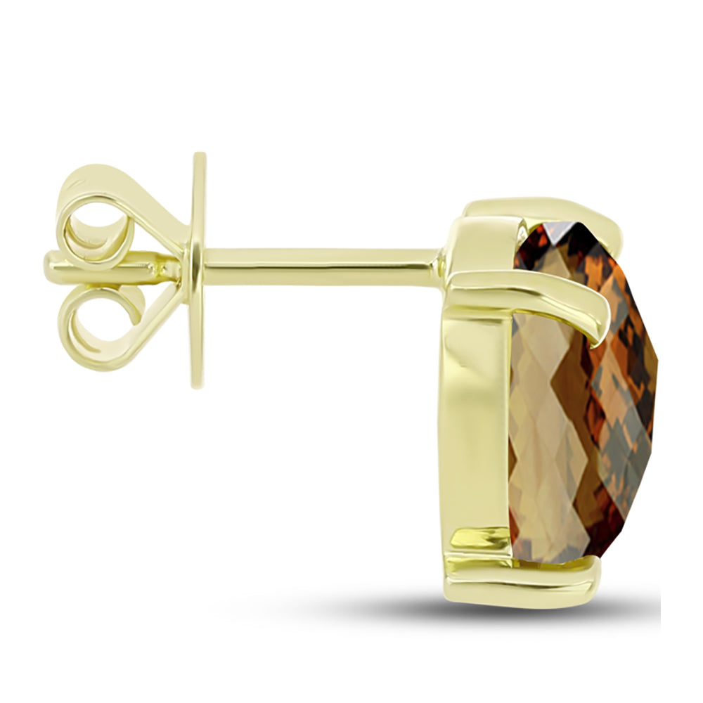 Goldplattierte Silberohrringe mit Cognac-Quarz