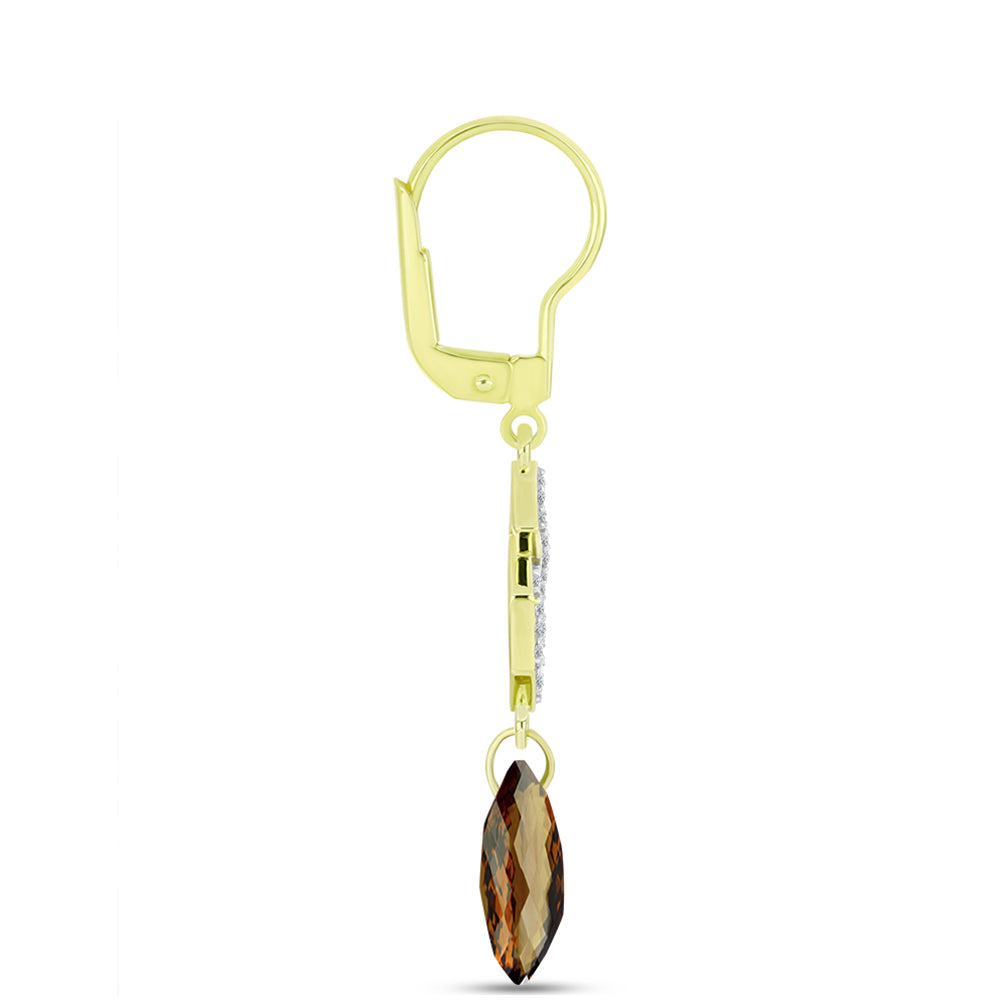 Goldplattierte Silberohrringe mit Cognac-Quarz und weißem Topas 2 