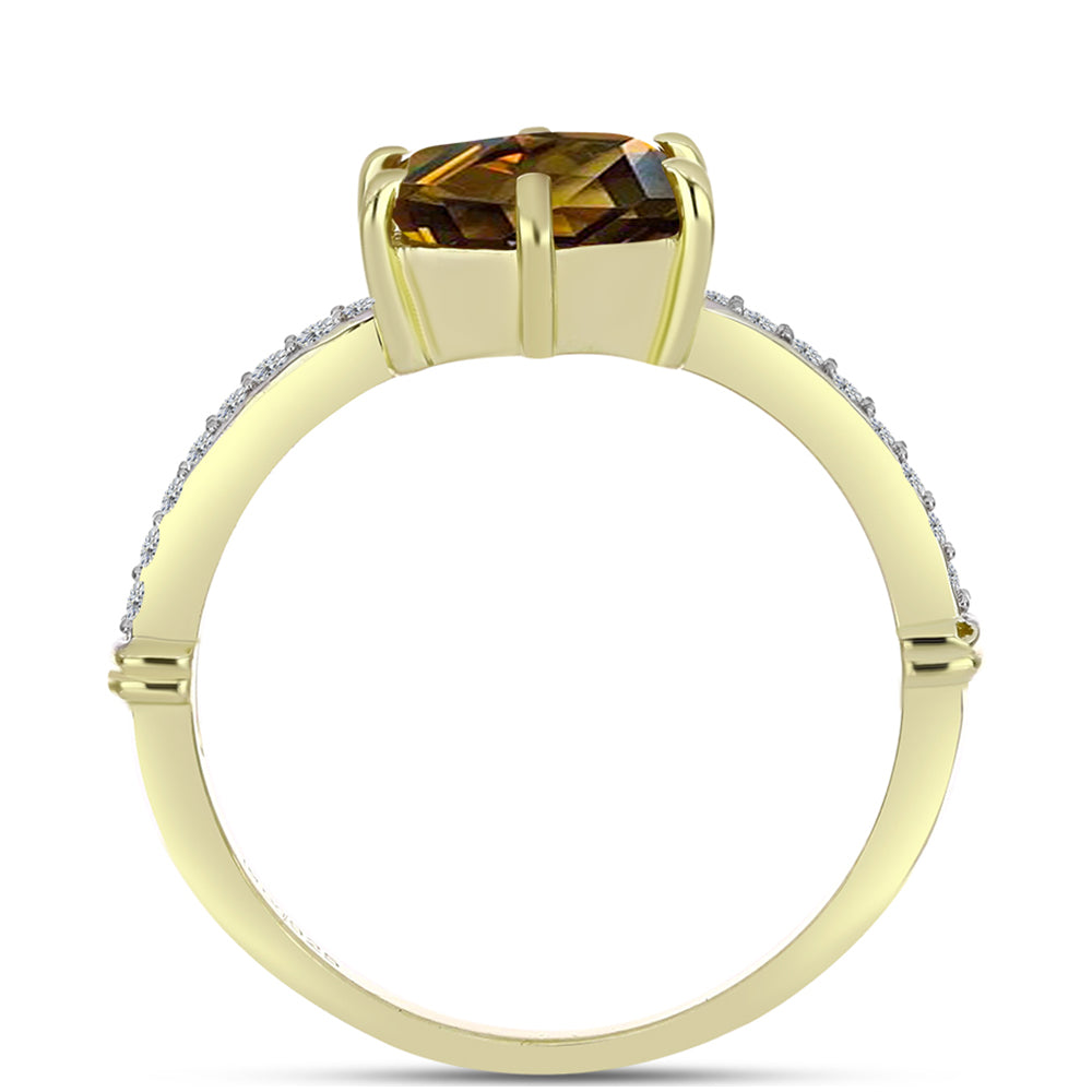 Goldplattierter Silberring mit Cognac-Quarz und weißem Topas 2 
