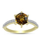 Goldplattierter Silberring mit Cognac-Quarz und weißem Topas