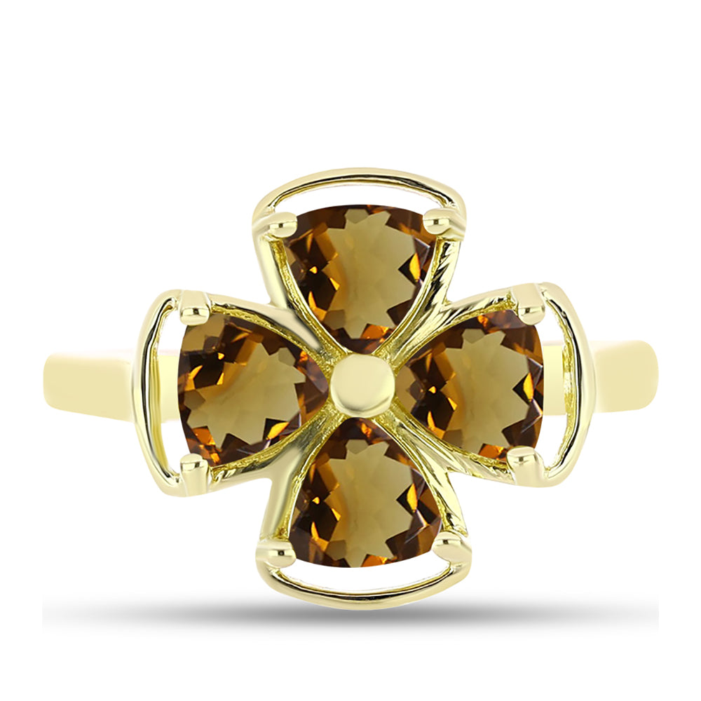 Goldplattierter Silberring mit Cognac-Quarz 1 