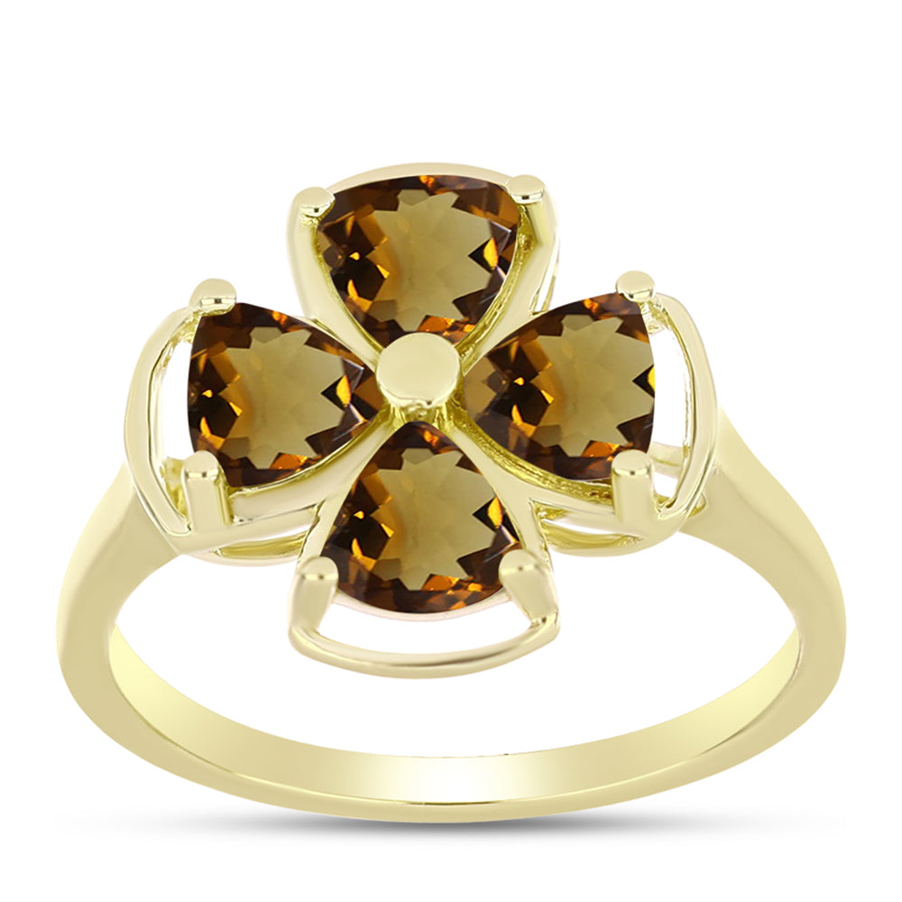 Goldplattierter Silberring mit Cognac-Quarz 3 