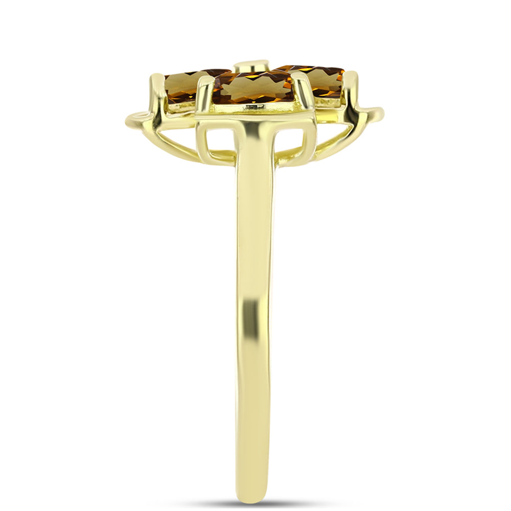 Goldplattierter Silberring mit Cognac-Quarz 4 
