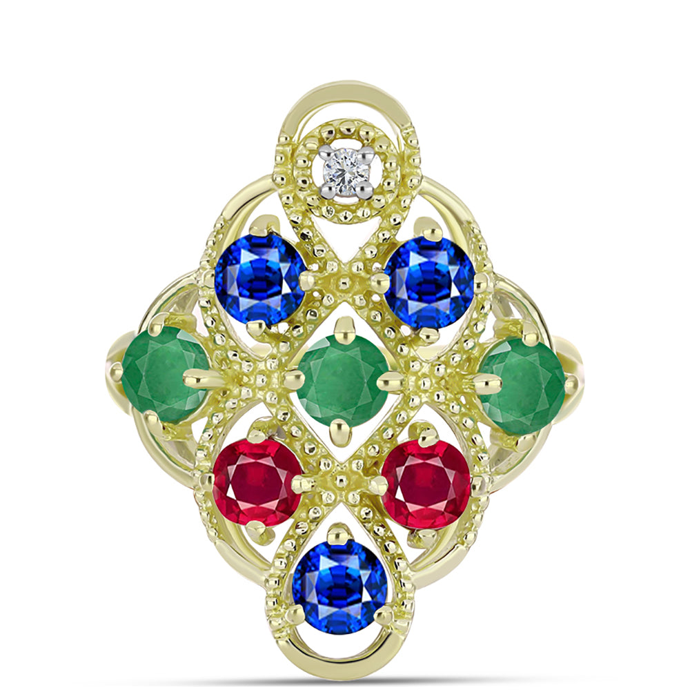Goldplattierter Silberring mit brasilianischem Smaragd und australischem blauem Saphir 1 