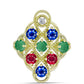 Goldplattierter Silberring mit brasilianischem Smaragd und australischem blauem Saphir